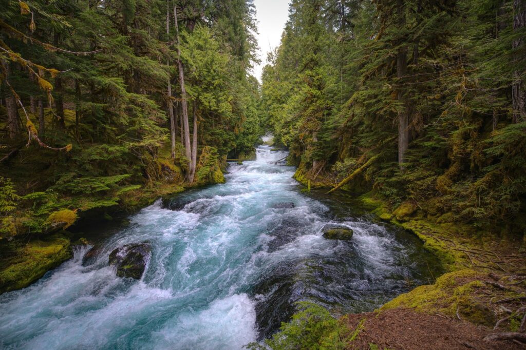 A visual of a swirling river to capture the theme of God's protection through turbulent water.